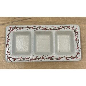 Salmon Falls Pottery Salt Glazed Divided Tray Platter Mountain Berry 13.5 x 7 in